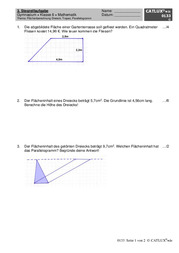 Flächenberechnung Dreieck, Trapez, Parallelogramm: Extemporale für Mathematik am Gymnasium (G-9)